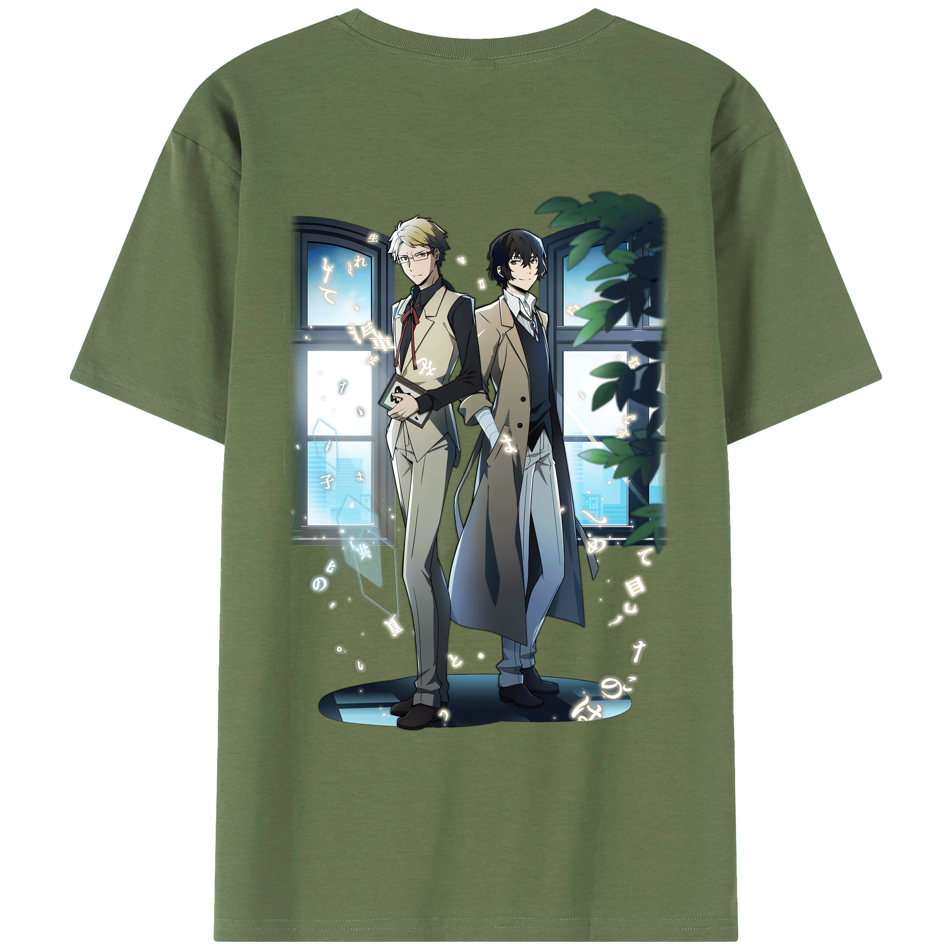 （画像用） 文豪ストレイドッグス Bungo Stray Dogs 綿100％ メンズ半袖Tシャツ（バックプリント） 通気性